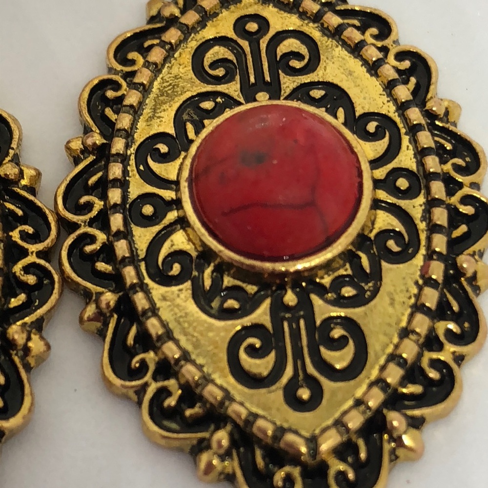 BOHO GOLD OR SILVER TURQUOISE /STONE EARRINGS - Picture 4 of 8